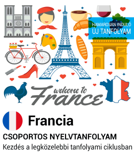 Francia Kezdő szintű, 1x3 P:15:30-17:45; SILVER csoportos nyelvtanfolyam, kezdés: 2026.10.02., óraszám: 30