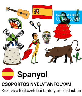 Spanyol A2 szintű, 1x5 Szo:09:00-13:05; SILVER csoportos nyelvtanfolyam, kezdés: 2026.10.03., óraszám: 30